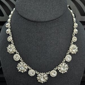 LC Sparkles Floral  Rhinestone Bling Necklace